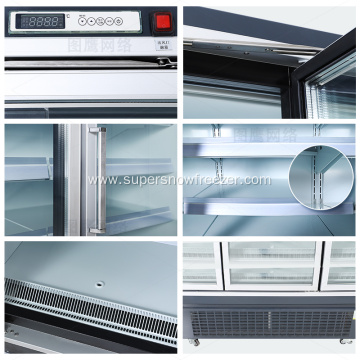 Upright three glass door freezer for ice cream